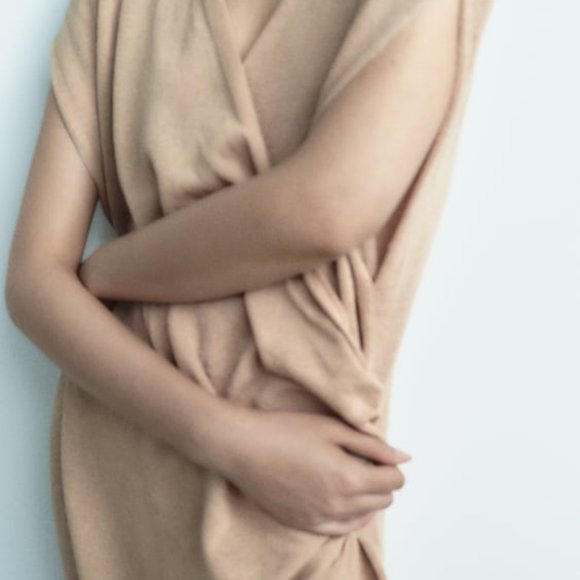 Zara Beige Midi Dress - Picture 2 of 7